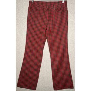 Levi’s STA-PREST women's Vintage plaid red pants flair 1970's Approx. 32x30